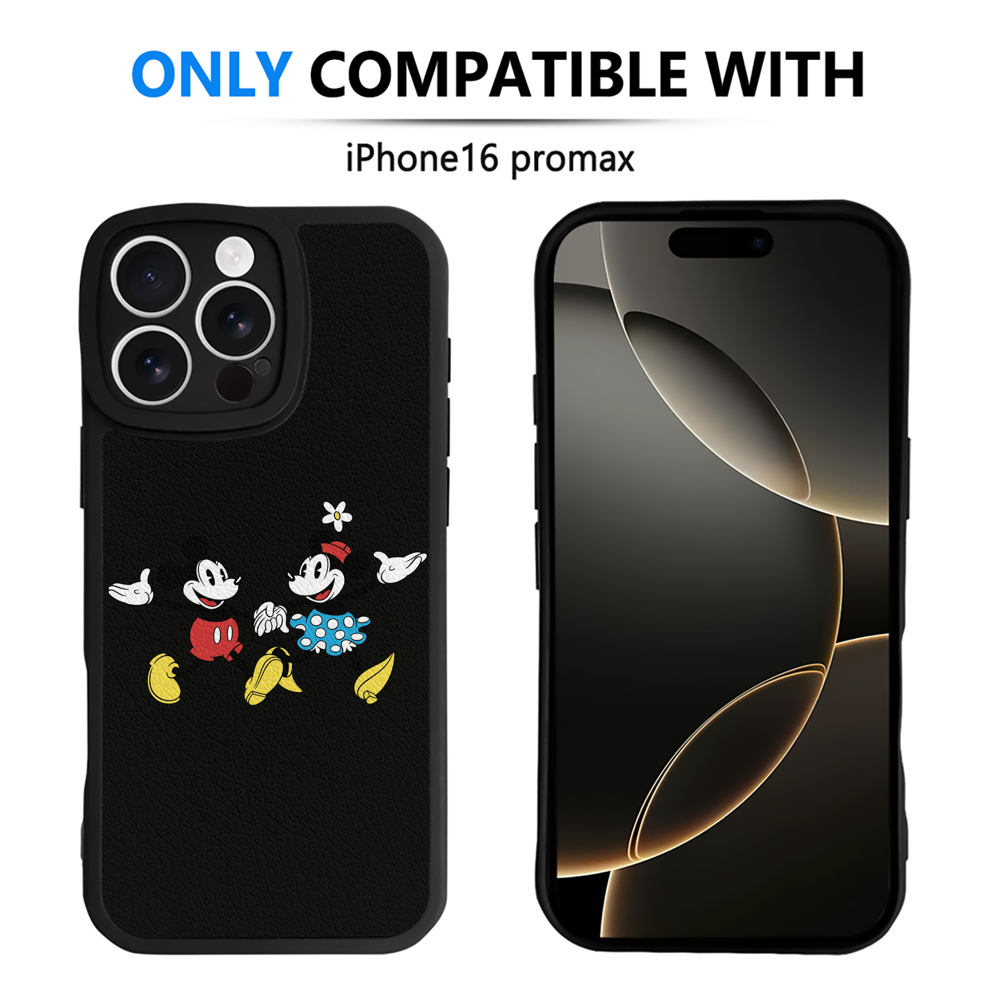 （画像用） ミッキーマウス Mickey Mouse 【iPhone 16シリーズ対応】シリコンスマホケース（レザー調） 材質：シリコン